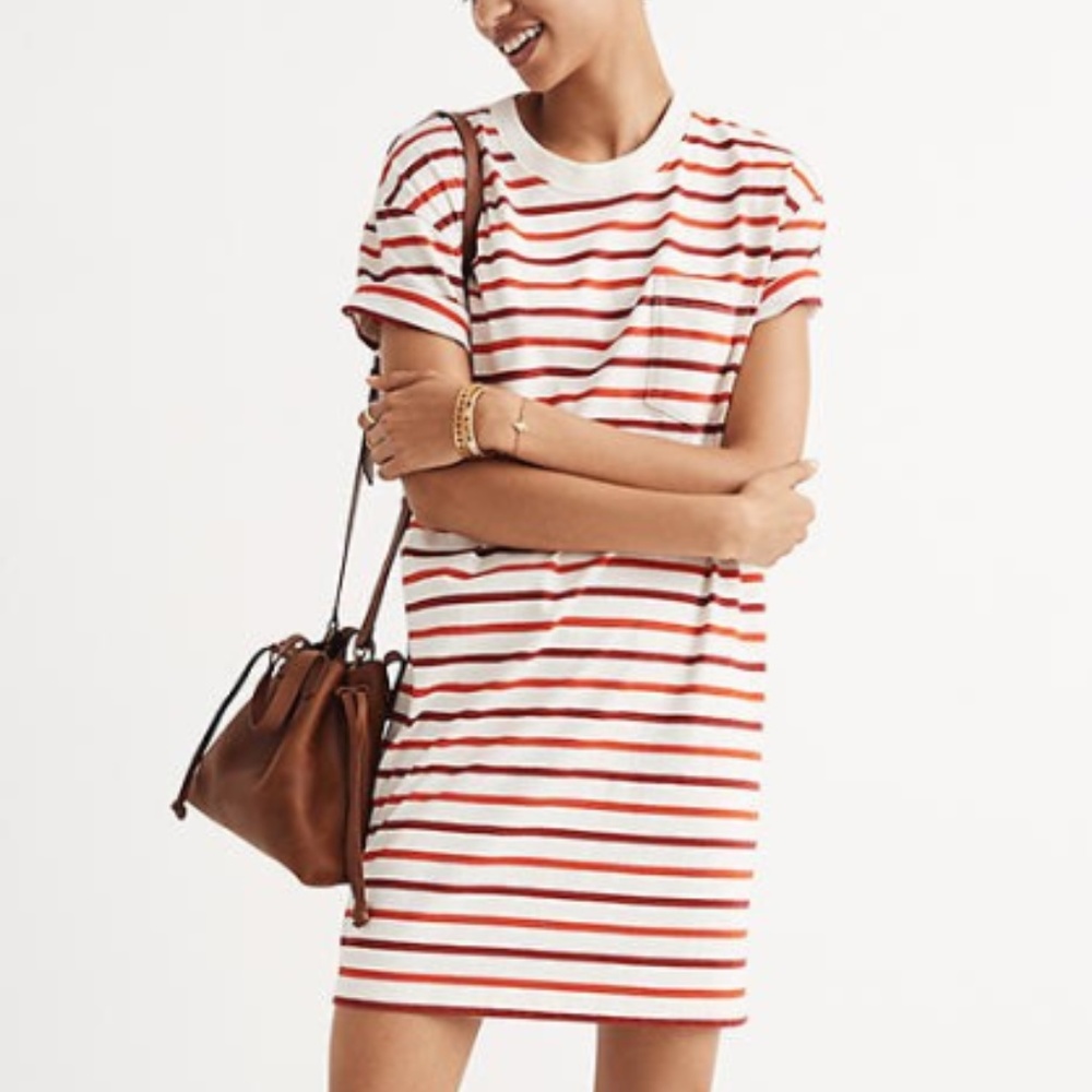 Madewell Pocket Tee Dress in Pablo Stripe
